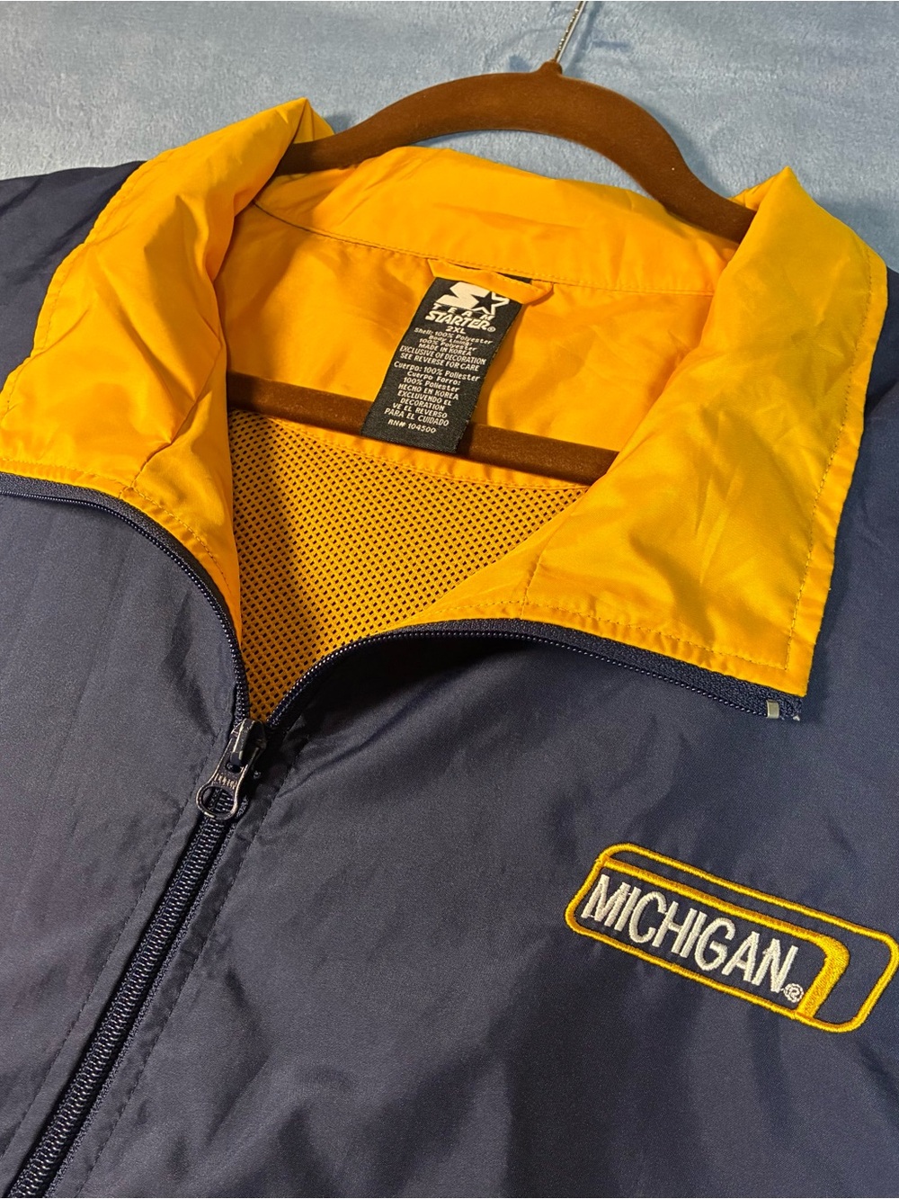 STARTER Navy and Yellow Michigan Windbreaker Jacket